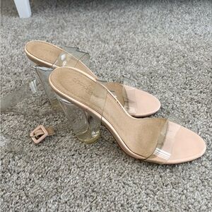 Clear Strap Nude Heels by Charlotte Russe